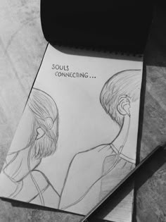 a pencil drawing of two people with the words soul's connecting above them on a piece of paper