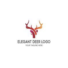 an abstract deer logo with red and orange colors