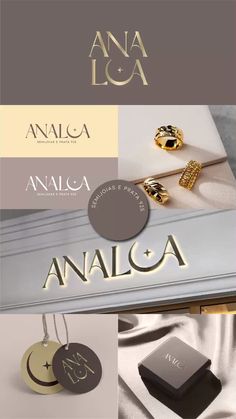 the logo for an elegant jewelry store with gold and silver accents, including two round pendants