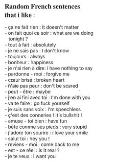 the words are written in different languages, including one that says random french sentences that i like