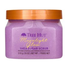 Reveal soft, glowing skin with the mood-soothing scent of Tree Hut Moonlight Glow Shea Sugar Scrub! Made with Sugar, Shea Butter, Snow Mushroom, Magnesium, Amethyst Powder, a grounding functional fragrance, and a blend of six natural oils, this body exfoliator scrub deeply nourishes and balances skin hydration to help restore your skin's natural glow, while helping reduce tension and promoting a sense of deep calm and balance. The thoughtful ingredients work together to hydrate, renew, and smoot Tree Hut Body Scrub, Shower Skin Care, Tree Hut, Body Exfoliator