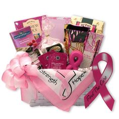 Breast Cancer Gift Basket - 1 Spa Basket, Hope Strength, Gift Baskets For Women, Spa Gift Basket, Aromatherapy Gifts, Spa Gifts, Gift Basket, Pink Ribbon, Gift Baskets