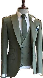 Fitted Green Wedding Suit, Green Tuxedo Suit For Wedding, Green Double Breasted Tuxedo Suit For Wedding, Green Tuxedo Style Three-piece Suit For Wedding, Fitted Green Tuxedo For Wedding, Green Notch Lapel Three-piece Suit For Wedding, Green Tuxedo Blazer For Wedding, Groom Tuxedo Wedding, Tuxedo Wedding Suit