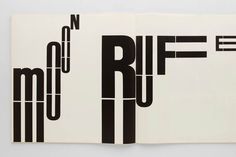 an open book with black and white type on it's cover, titled ruf