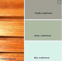 the different shades of wood are shown in this color scheme, including green undertones and blue undertones