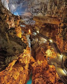 an aerial view of the inside of a cave