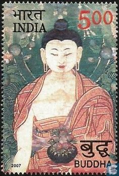 a stamp with an image of buddha on it