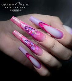 Pink Glam Nails Long, Nails Designer, Model Nails, Style Nails, Design Nail, Nails Pink, Pocahontas, Long Acrylic Nails, Fashion Nails