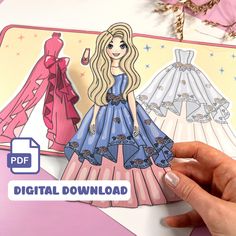 Introducing Princess Paper Doll featuring four exquisite dresses! This enchanting activity book set will transport you to the magical world of princesses. Dive in and relish the joy of dressing up your doll in four different and beautiful gowns. Let the royal adventure begin! 👑✨ PLEASE NOTICE THIS IS A DIGITAL DOWNLOAD, NO PRINTED MATERIALS ARE INCLUDED. NO PHYSICAL ITEM WILL BE SHIPPED. After making your purchase, you'll get a 2 PDF files (with light and dark versions), instant download. Download file and print on your own. SUPPLIES YOU WILL NEED: - printer - matte paper with a density of 180 g/m, A4 size - laminator - double sided tape - double sided foam tape - silicone glue Disney Princess Paper Dolls Printable, Printable Doll Dress Up, Paper Dolls Dress Princes, Paper Dolls Dress Disniy, Princess Paper Dolls Printable, Paper Doll Clothes, Princess Paper Dolls, Exquisite Dresses, Silicone Glue