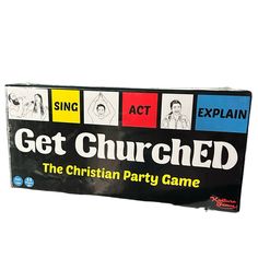 a game called get churched the christian party game is shown in front of a white background