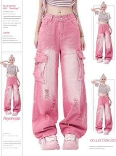 Jean Rose, Jeans Rosa, Y2k Harajuku, 2024 Spring Summer, Outfit Jeans, Pink Jeans, Pinterest Closet, Really Cute Outfits, Kawaii Clothes