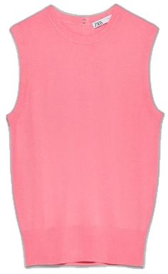 Pink Stretch Sleeveless Sweater Vest, Pink Crew Neck Vest For Spring, Pink Sleeveless Knit Tops, Casual Fine Knit Sleeveless Sweater Vest, Pink Sleeveless Sweater Vest For Summer, Sleeveless Fine Knit Top, Sleeveless Pink Sweater Vest For Summer, Fitted Sleeveless Pink Sweater Vest, Casual Fine Knit Sleeveless Vest