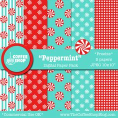 peppermint digital paper pack