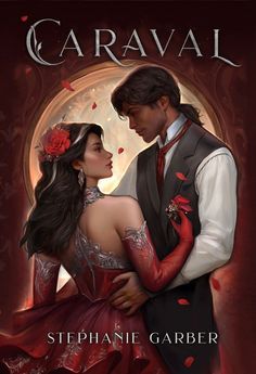 the cover for caraval by stephanie garberr, with an image of a man and