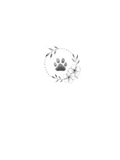 a dog's paw is shown in the middle of a circle with leaves and flowers