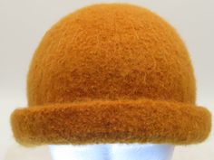 "Hat Wool Felted GOLDMUSTARD with Rolled Brim  Small Colors:  Brown Mustard (India wool yarn) Fits Head Size:  20\"-21\" Hand or machine wash - Shape hat while it is wet. Do not dry clean. Do not put into a dryer." Yarn Hats, Brown Mustard, Colors Brown, Beautiful Hats, Lovely Colors, Wool Yarn, Wool Felt, Lovely Gift, Size 20