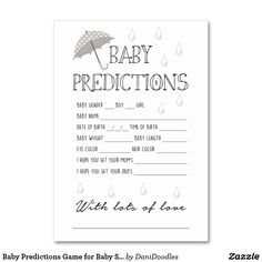 a baby dedication card with an umbrella and rain drops