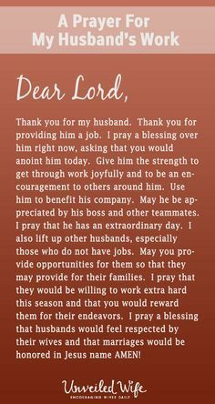 a prayer for my husband's work dear lord