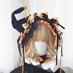 Lolita Accessories:Choker / Hairband / Hairclip Formal Goth, Black Hairband, Kawaii Hat, Pumpkin Hat, Halloween Headband, Wacky Hair, Rob Zombie, Goth Style, Royale High