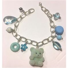 Pastel Blue Kawaii Bear Cute Charm Bracelet Kawaii Bracelet, Kawaii Bear, Bear Cute, Kids Accessories Jewelry, Bottle Charms, Kawaii Accessories, Beads Bracelet Design, Cute Charms, Pastel Blue