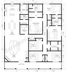 the floor plan for an office building with two floors and three bedroom, one bathroom