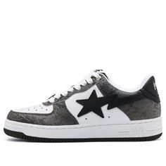 A BATHING APE Bape Sta 'Black Snakeskin' 1I80-191-009-BLK Bape Sneakers, Bape Sta, Painted Canvas Shoes, Ape Bape, Chief Keef, Painted Canvas, Bathing Ape, A Bathing Ape, Stylish Sneakers