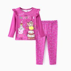 Blossom with cuteness with this Peppa pig Toddler T-Shirt and leggings set.
* Fabric characteristics: Soft and comfortable
* Piece of product: 1 T-shirt and 1 Leggings 
* Neckline: Crew neck
* Style: Floral elements and Peppa pig character prints 
* Fit: Regular Cotton Minnie Mouse Top For Playtime, Peppa Pig Pajamas, Cheap Minnie Mouse Playwear Sets, Peppa Pig Birthday Party T-shirts & Tank Tops, Pink Minnie Mouse Crew Neck T-shirt, Pig Character, Peppa Pig, Polyester Spandex, Toddler Girl