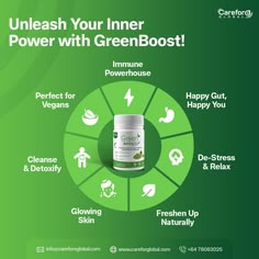 Looking for a daily dose of amazing? Look no further! GreenBoost is packed with incredible benefits to help you thrive: Pamplet Design, Happy Gut, Happy Birthday Design, Inner Power, Super Greens, Birthday Design, Ayurveda, Daily Dose