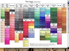 the color chart for different shades of paint