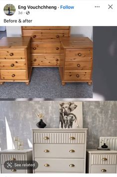 an image of two different dressers in the same room