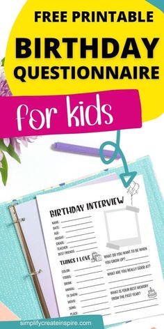 Looking for a fun way to celebrate your child's birthday? Try a birthday interview with simple and funny birthday questions for kids. Print out a birthday questionnaire for kids or download a free birthday interview printable to ask them about their favorite things! This sweet tradition of using birthday questions for kids helps create lasting memories as they grow. Perfect for establishing birthday traditions with easy-to-use birthday interview questions. Interview Questions For Kids, Birthday Questionnaire, Birthday Interview Questions, Birthday Interview Printable, Birthday Questions, Birthday Interview, Conversation Starters For Kids, 100 Birthday, Questions For Kids