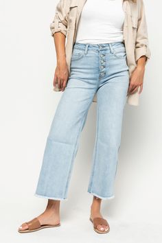 Hampton Jeans - Wide Leg, High Rise Apparel & Accessories Holley Girl Tank Top Layering, Button Fly Jeans, Weekend Wear, Good Stretches, Jean Outfits, Jeans Style, Try On, Best Sellers, Knit Cardigan