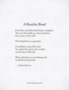 a poem written in black and white with the words, a pectular bond