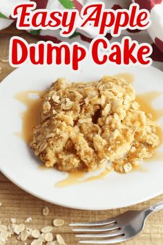 an easy apple dump cake on a white plate