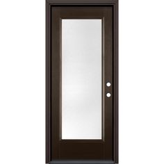 the door is brown and has a glass panel