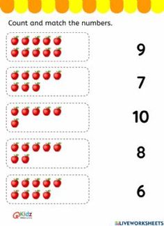 an apple counting game for kids with numbers and apples on the number line to 10