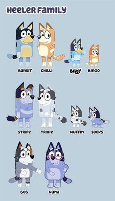 an image of cartoon characters with their names