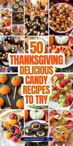 Thanksgiving is a time for gathering, gratitude, and indulgence, and what better way to celebrate than with an array of delightful candy recipes? From sweet treats that add a festive touch to your dessert table to homemade gifts for your loved ones, these 50+ Thanksgiving candy recipes offer a variety of options to satisfy your sweet tooth. Whether you’re looking for classic favorites like caramel apples or innovative twists like pumpkin spice fudge, these candy recipes will make your Thanksgiving celebration even sweeter! Diy Thanksgiving Candy Crafts, Thanksgiving Candy Recipes, Candy Turkeys For Thanksgiving, Thanksgiving Candy Treats, Thanksgiving Treats For Coworkers, Thanksgiving Treat Ideas, Healthy Thanksgiving Treats, Cute Thanksgiving Treats, Kids Thanksgiving Treats