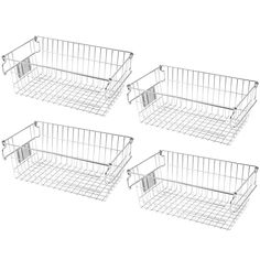 three wire baskets with handles on each side and one basket for the bottom, set of four