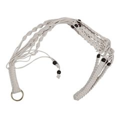 a white headband with black beads on it