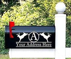 Stunning Designs 2X Mailbox Address Monogram Lettering Decal Sticker Custom Vinyl Deer, Top Home Decor Cricut Mailbox Decals, Farmhouse Mailboxes, Mailbox Vinyl, Wedding Mailbox, Rustic Mailboxes, Mailbox Decorations, Farmhouse Decals, Mailbox Monogram, Mailbox Decal