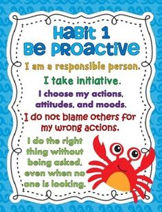 a poster with an image of a crab and the words habitt be proactive