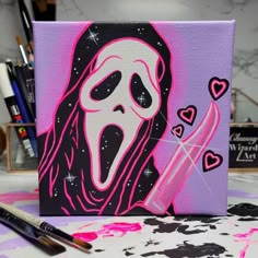 Easy Acrylic Painting, Painting Ideas On Canvas, Scream, Painting Ideas, Acrylic Painting, Purple, Canvas, Art