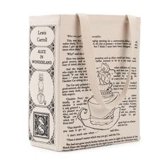 You're late for a very important date with this Book Tote featuring new illustrations alongside original text from Lewis Carroll's classic children's tale, Alice's Adventures in Wonderland. Don't be surprised if this high quality tote fits much more stuff than you think it will!Our Book Totes are the handmade with the highest quality standards. These are one of very few canvas totes you will find with gussets (that's a fancy word for the side panels) to maximize toting capacity! Made from natura Little Women Book, Beloved Quotes, Books Literature, Literature Teacher, Alice In Wonderland Book, Unique Tote Bag, Fancy Words, Teacher Tote, Book Tote Bag