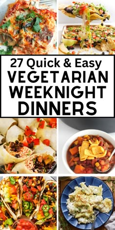 Easy vegetarian dinner recipes for family meals Healthy Weeknight Dinners Vegetarian, Easy Family Meals Vegetarian, Easy Family Vegetarian Dinners, Meals For Vegetarians And Meat Eaters, Easy Meatless Dinner Recipes For Family, Fast Meatless Dinner, Easy Weeknight Dinners Healthy Vegetarian, Weekday Vegetarian Meals, Veggie Dinner Recipes For Family