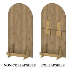 two wooden doors are shown side by side with the words non - collapsible and collapsible