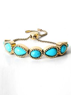 Turquoise Stone Slider Bracelet in Gold Gold Western Jewelry, Turquoise Western Jewelry, Adjustable Turquoise Brass Jewelry, Adjustable Turquoise Jewelry With Adjustable Chain, Turquoise Bracelet With Adjustable Chain, Gold Turquoise Jewelry, Gold And Turquoise Jewelry, Turquoise Jewelry Gold, Turquoise Jewelry Western