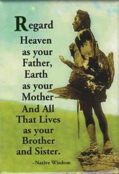 a native american quote with an image of a man holding a bird