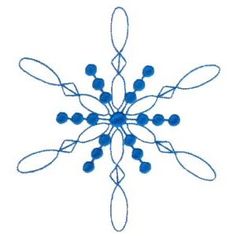 a blue snowflake is shown on a white background with lines and dots in the center