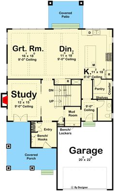 the floor plan for this house shows the garage and living area, as well as the bedroom